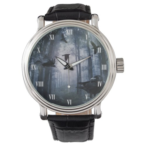 Misty Forest Crows Vintage Watch