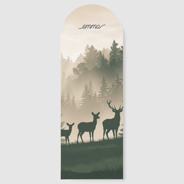Misty Forest Deer Custom Arched Bookmark (Front)