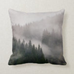 Misty Forest in the Mountains Throw Pillow<br><div class="desc">This photo features a forest in the mountains covered in mist and fog.</div>