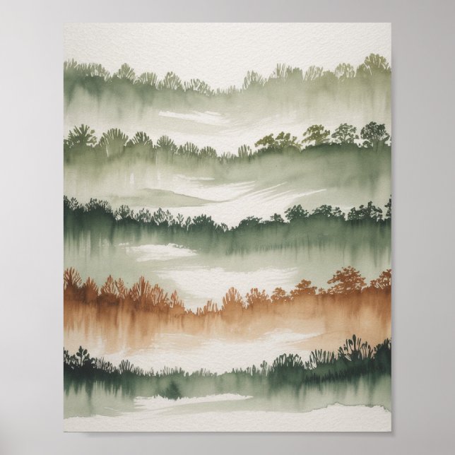  Misty Forest Layers - Watercolor Landscape Poster (Front)