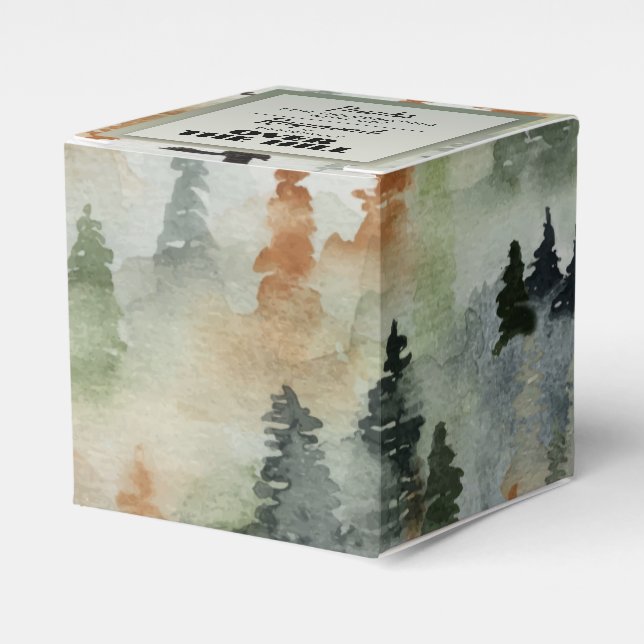 Misty Forest Masculine Birthday Party Favor Box (Front Side)