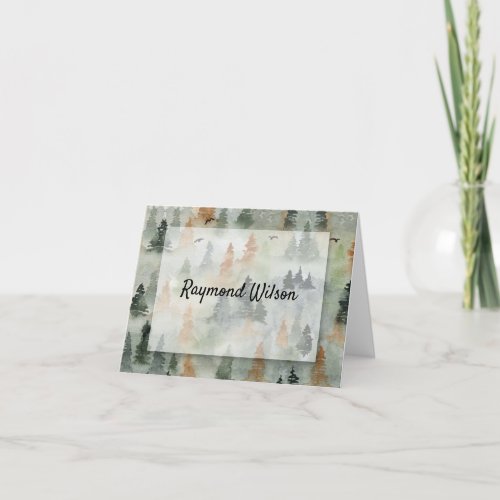 Misty Forest Masculine Folded Thank You Notes