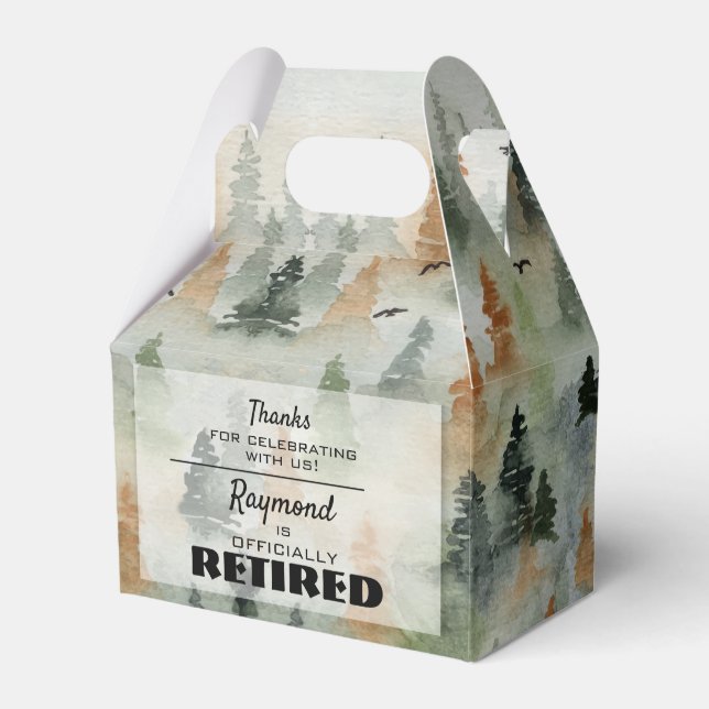 Misty Forest Masculine Retirement Party Favor Box (Front Side)