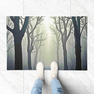 Misty Forest Path: Eerie Beauty Doormat