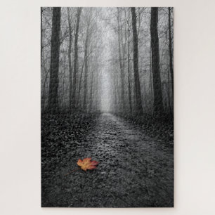 Misty Forest Path Selective Color Jigsaw Puzzle