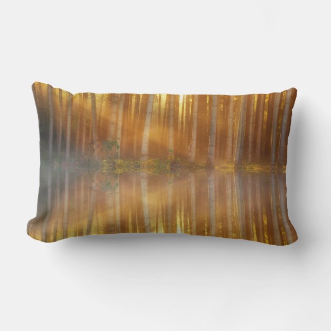 Misty Forest Scene Lumbar Pillow (Front)
