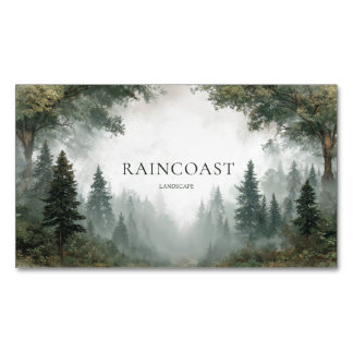 Misty Forest Serene Pine Tree Rustic Woodland Business Card Magnet