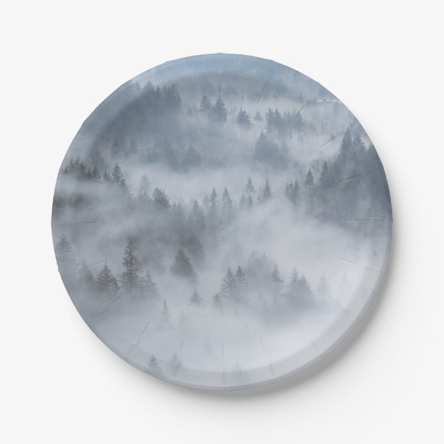 Misty Forest Valley Paper Plates (Front)