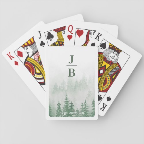 Misty Forest Wedding Favor Initial Playing Cards