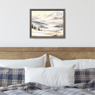 Misty Golden Winter Mountain Landscape Canvas Print
