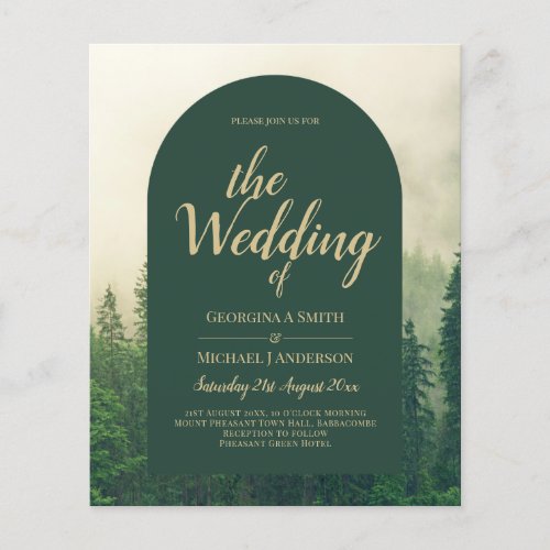 Misty Green Forest mountain Pine Trees Wedding Flyer