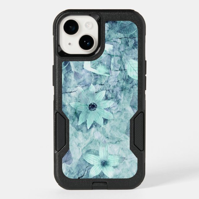 Misty Green Leaves and Flowers Otterbox iPhone Case (Back)