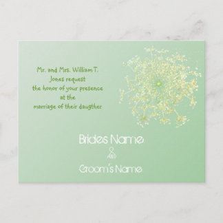 Misty Green Queen Anne's Lace Weddding Invitation Postcard