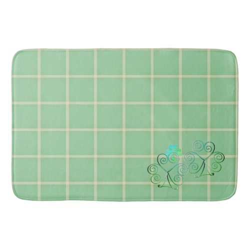 Misty Green Square Shamrocks Bath Mat