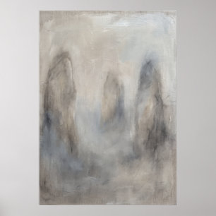 Misty Grey Abstract Figure Poster