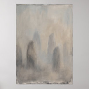 Misty Grey Abstract Figures Poster