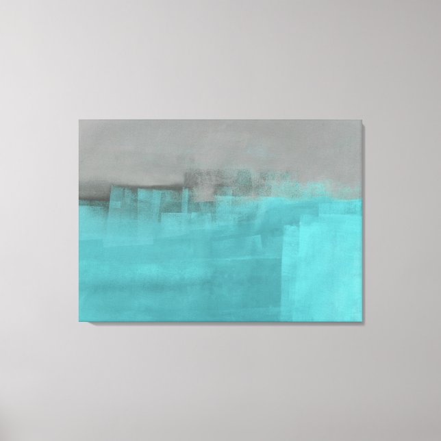 'Misty' Grey and Turquoise Abstract Art Print (Front)