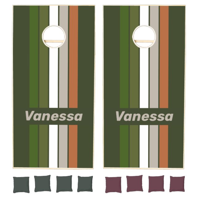 Misty Grove Pin Striped with Name Cornhole Set (Set)