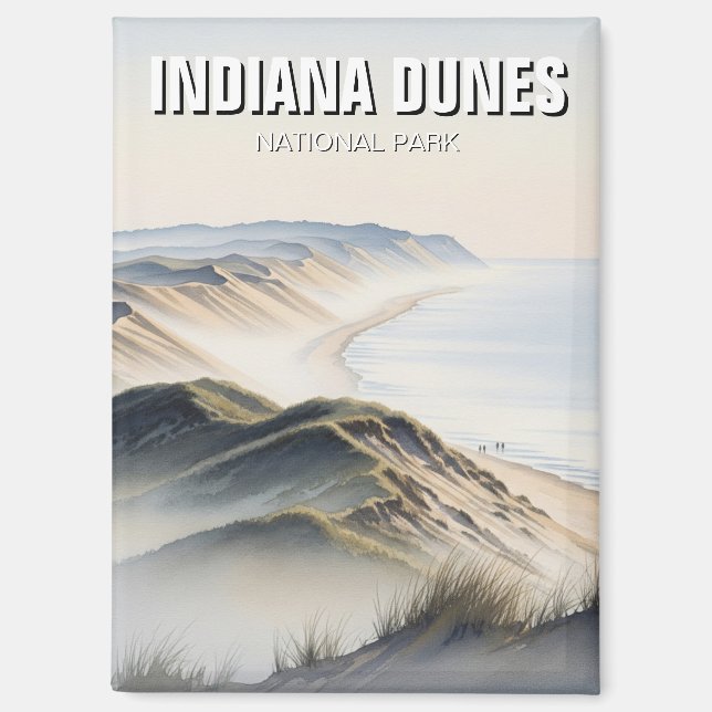Misty Indiana Dunes National Park Travel Magnet (Front)