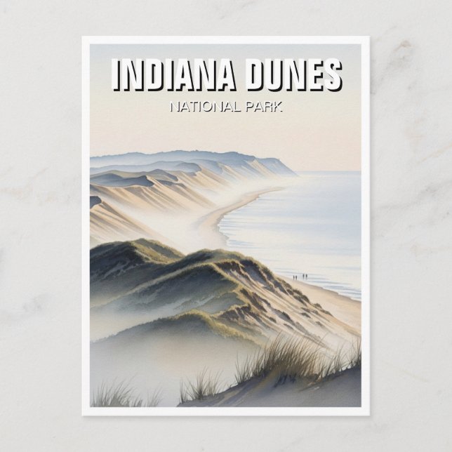 Misty Indiana Dunes National Park Travel Postcard (Front)