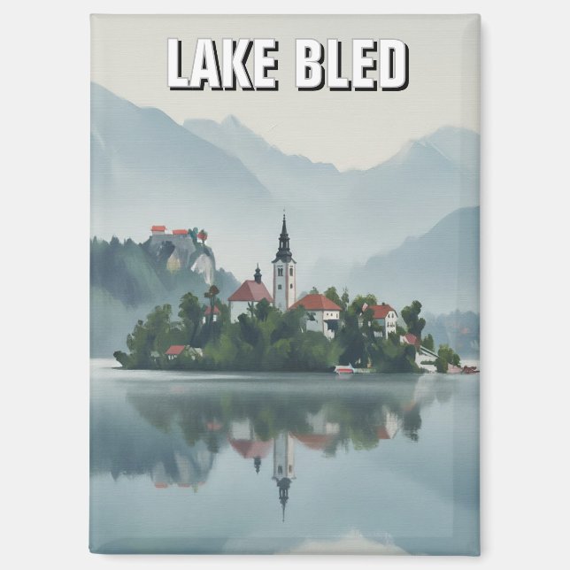 Misty Lake Bled Slovenia Magnet (Front)
