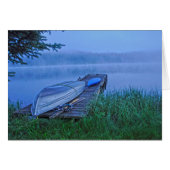 Misty Lake, Dock, Row Boat & Kayak Nature Scene (Front Horizontal)