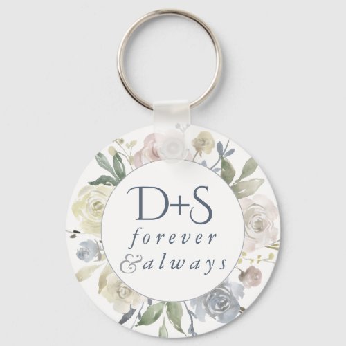 Misty Lake  Dusty Floral Always Forever Monogram Keychain