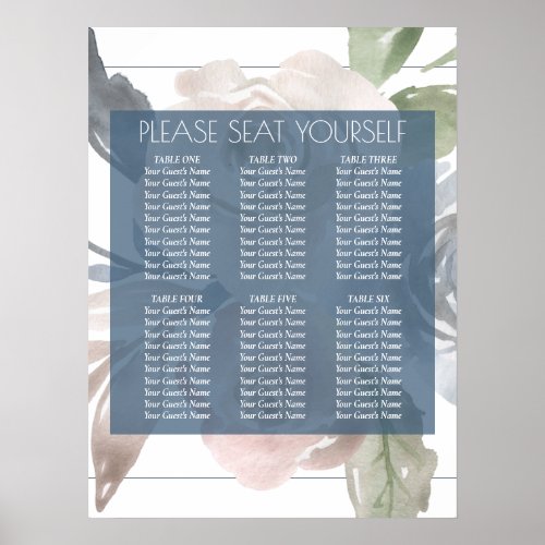 Misty Lake  Lovely Dusty Floral Seating Chart