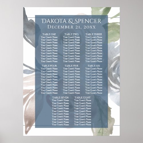 Misty Lake  Lovely Dusty Floral Seating Chart
