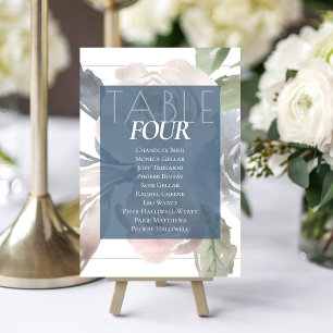 Misty Lake Lovely Soft Dusty Floral Guest Names Table Number