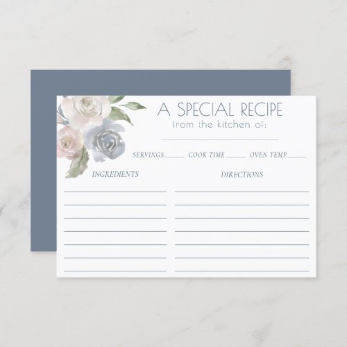 Misty Lake  Lovely Soft Dusty Floral Recipe Card