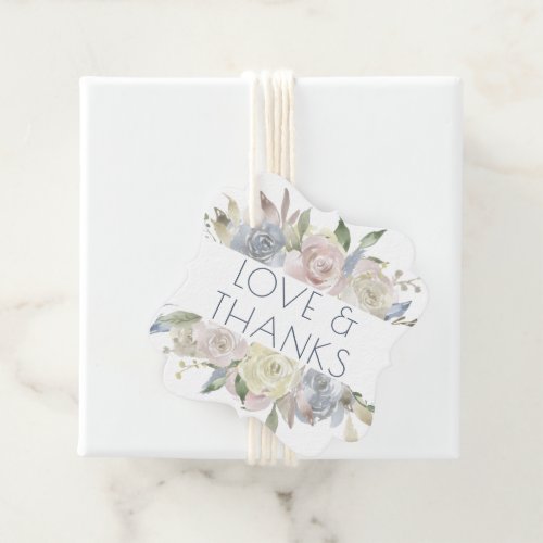Misty Lake  Lovely Soft Dusty Floral Thank You Favor Tags