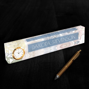 Misty Lake Lovely Soft Dusty Hued Branding Desk Name Plate