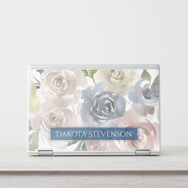 Misty Lake | Lovely Soft Dusty Hued Floral Custom HP Laptop Skin (Front)