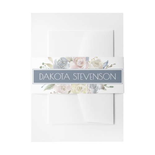 Misty Lake  Lovely Soft Dusty Hued Floral Custom Invitation Belly Band