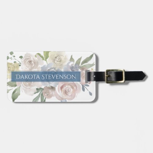 Misty Lake  Lovely Soft Dusty Hued Floral Custom Luggage Tag