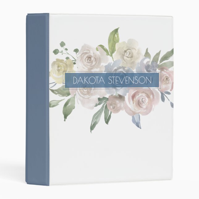 Misty Lake | Lovely Soft Dusty Hued Floral Recipe Mini Binder (Front/Spine)