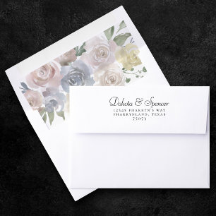 Misty Lake Lovely Soft Dusty Hued Slate Floral Envelope Liner