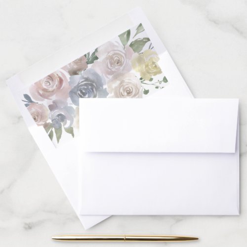 Misty Lake  Lovely Soft Dusty Hued Slate Floral Envelope Liner