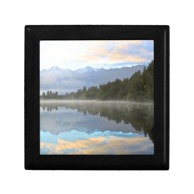 Misty Lake Trees Reflection Tranquil Nature Photo Gift Box (Front)