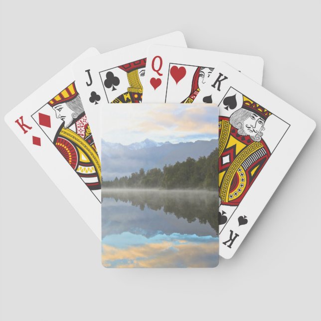 Misty Lake Trees Reflection Tranquil Nature Poker Cards (Back)