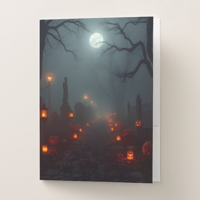 Misty Lantern Cemetery Halloween Folder (Front)