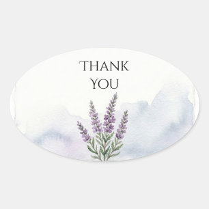 Misty Lavender Watercolor Wedding Thank You Oval Sticker