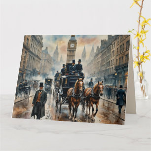 Misty London Street 1800s Note Card
