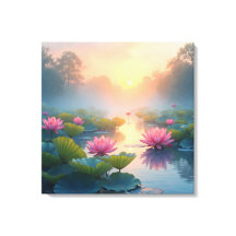 Misty Lotus Pond at Dawn