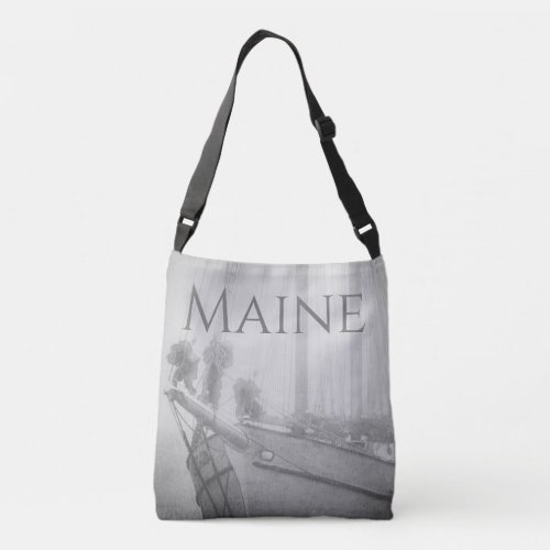 Misty Maine Harbor Sailboat Crossbody Bag