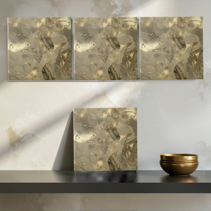 Misty Marble Abstract Pattern Dark Gold ID705a Ceramic Tile