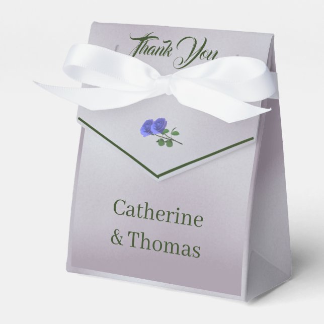 Misty Mauve & Green Favor Boxes (Front Side)