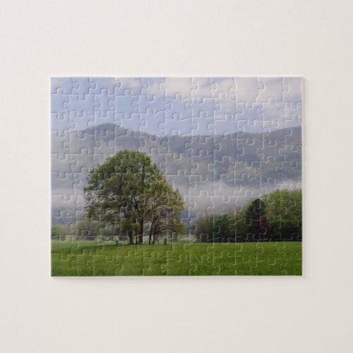 Misty meadow and Rich Mountain Cades Cove Jigsaw Puzzle