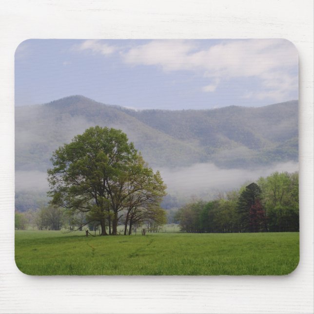 Misty meadow and Rich Mountain, Cades Cove, Mouse Pad (Front)